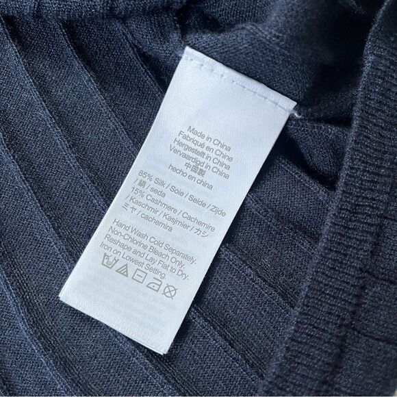 J.Crew *NAVY* Silk Cashmere Ribbed Cropped Tee Medium - Picture 7 of 9